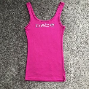 ***SOLD//SOLD**Bebe Rhinestone Logo Tank Top Pink